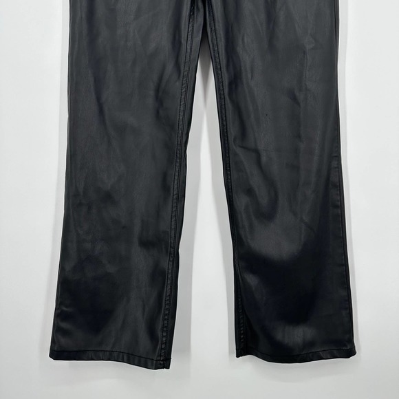 ZARA 90s Wide Leg Faux Leather Pants High Waist Trouser, Black - Picture 6 of 11